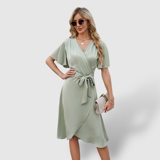 Leoré | Women's Wrap Short Sleeve Midi Dress