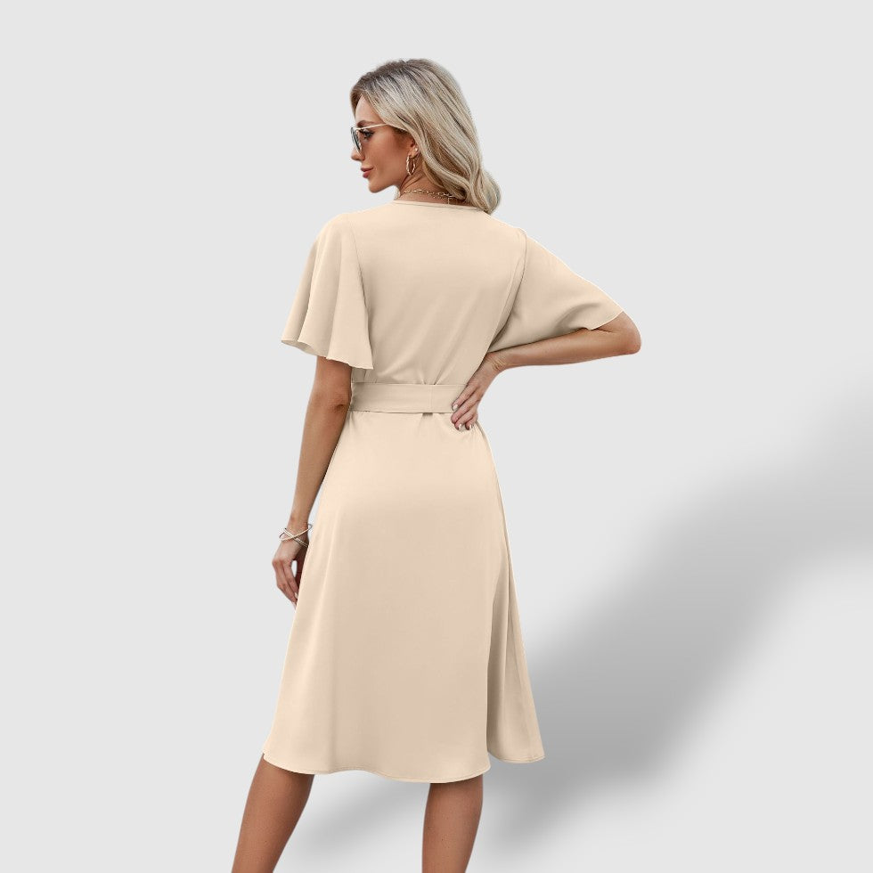 Leoré | Women's Wrap Short Sleeve Midi Dress