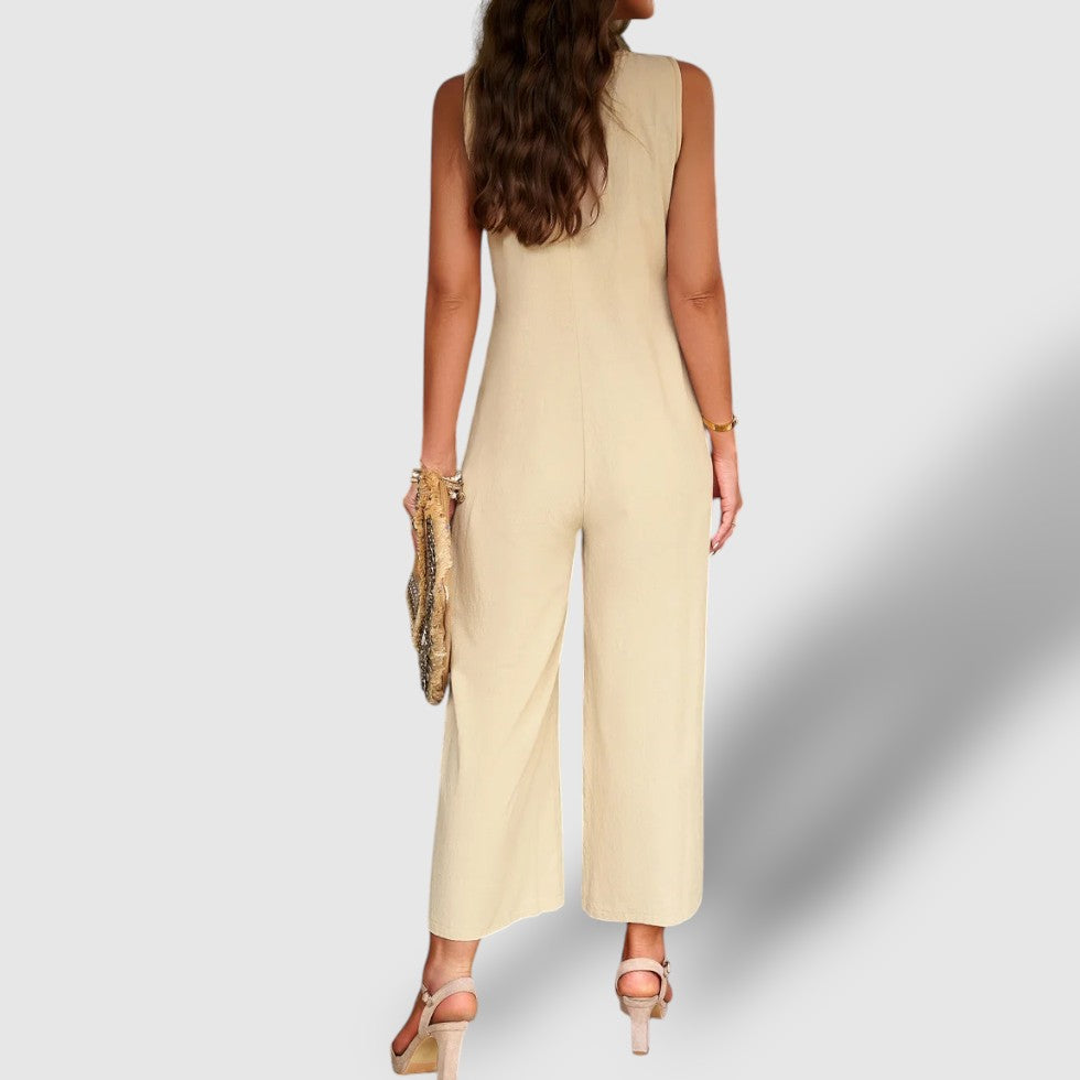 Leoré | Women's V-Neck Linnen Jumpsuit