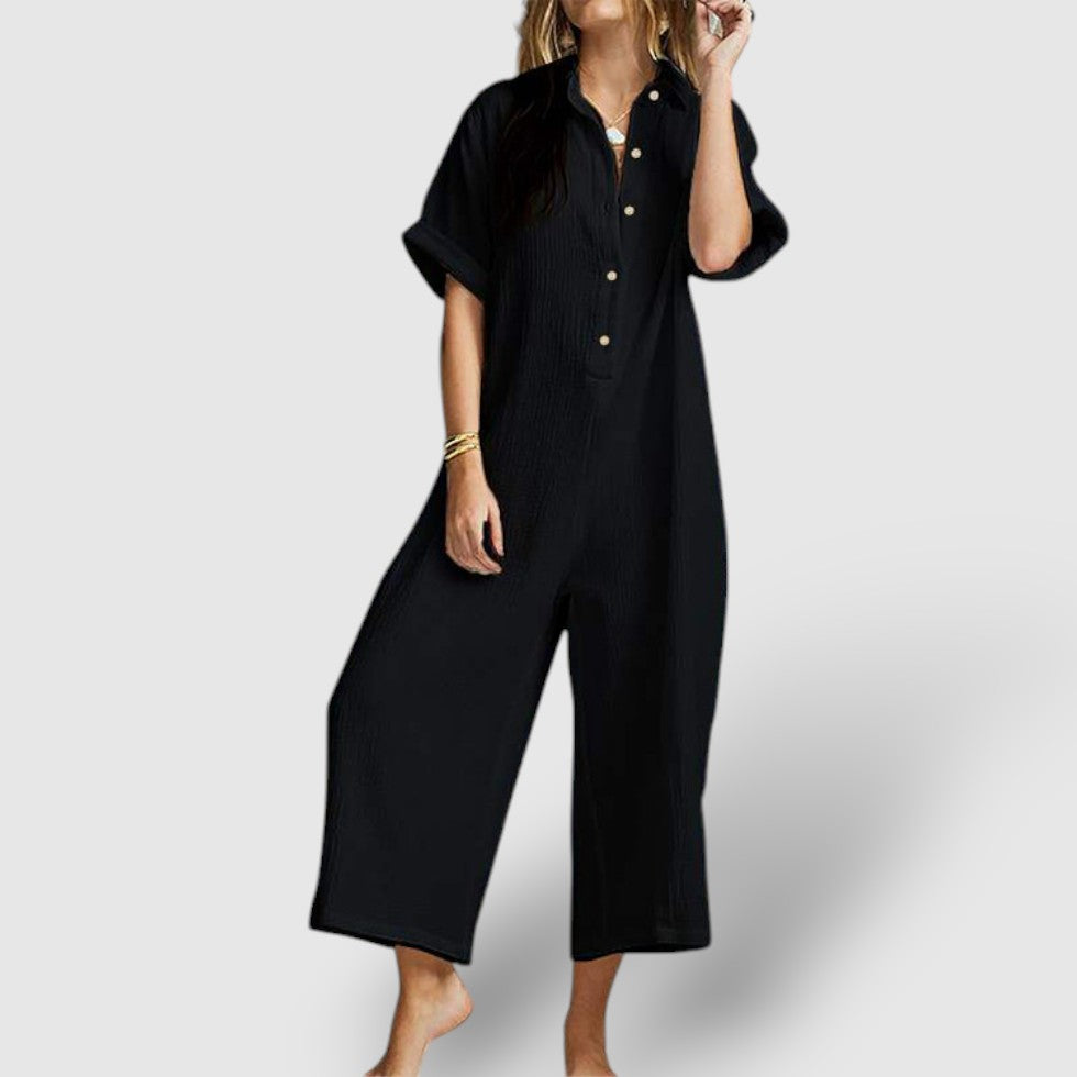 Leoré | Women's Linen Wide-Leg Jumpsuit