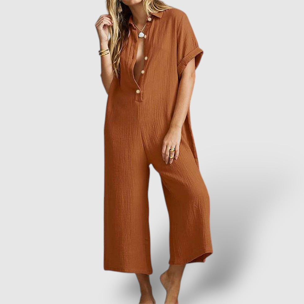 Leoré | Women's Linen Wide-Leg Jumpsuit