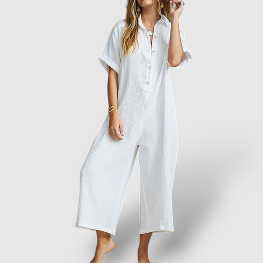 Leoré | Women's Linen Wide-Leg Jumpsuit